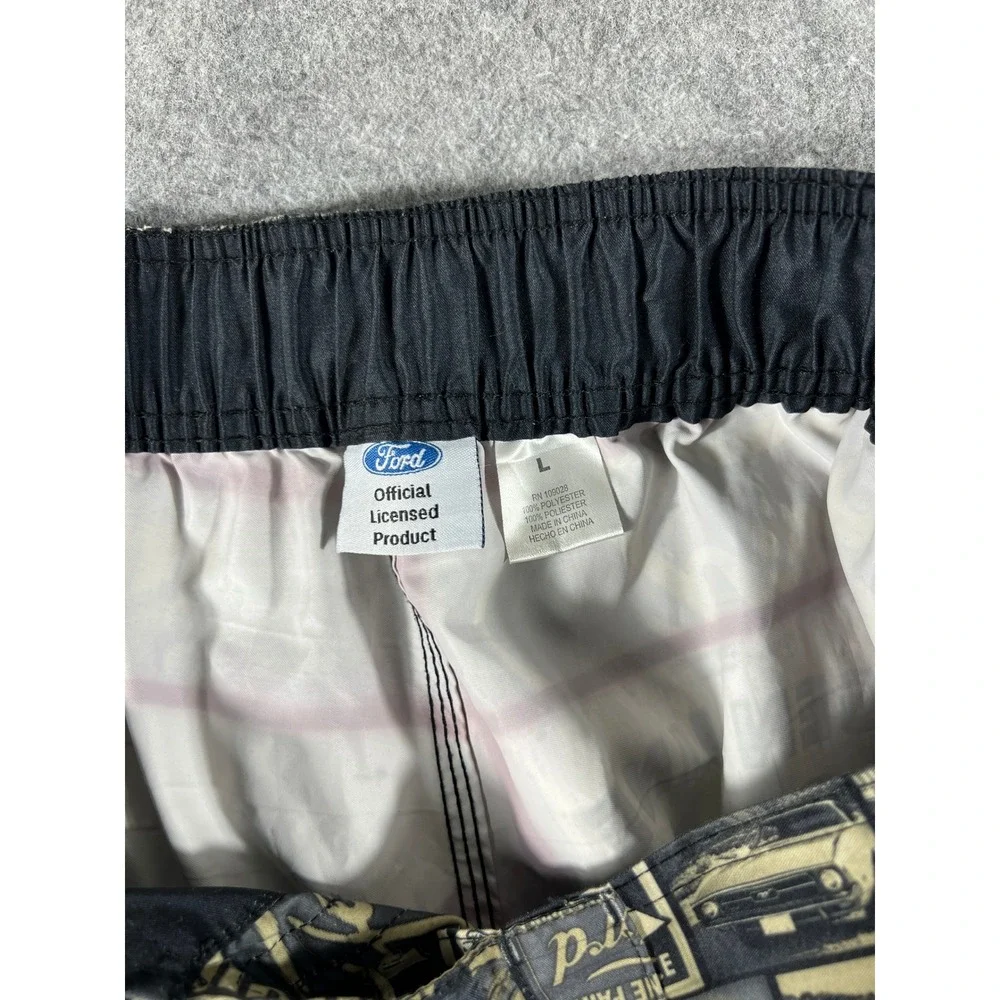 Ford Motor Board Shorts Men L Black Graphic AOP Swim Trunk Official Licensed Y2K
